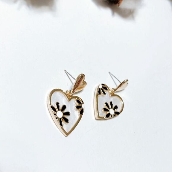 Double heart dangle earrings N282 - Picture 5 of 5